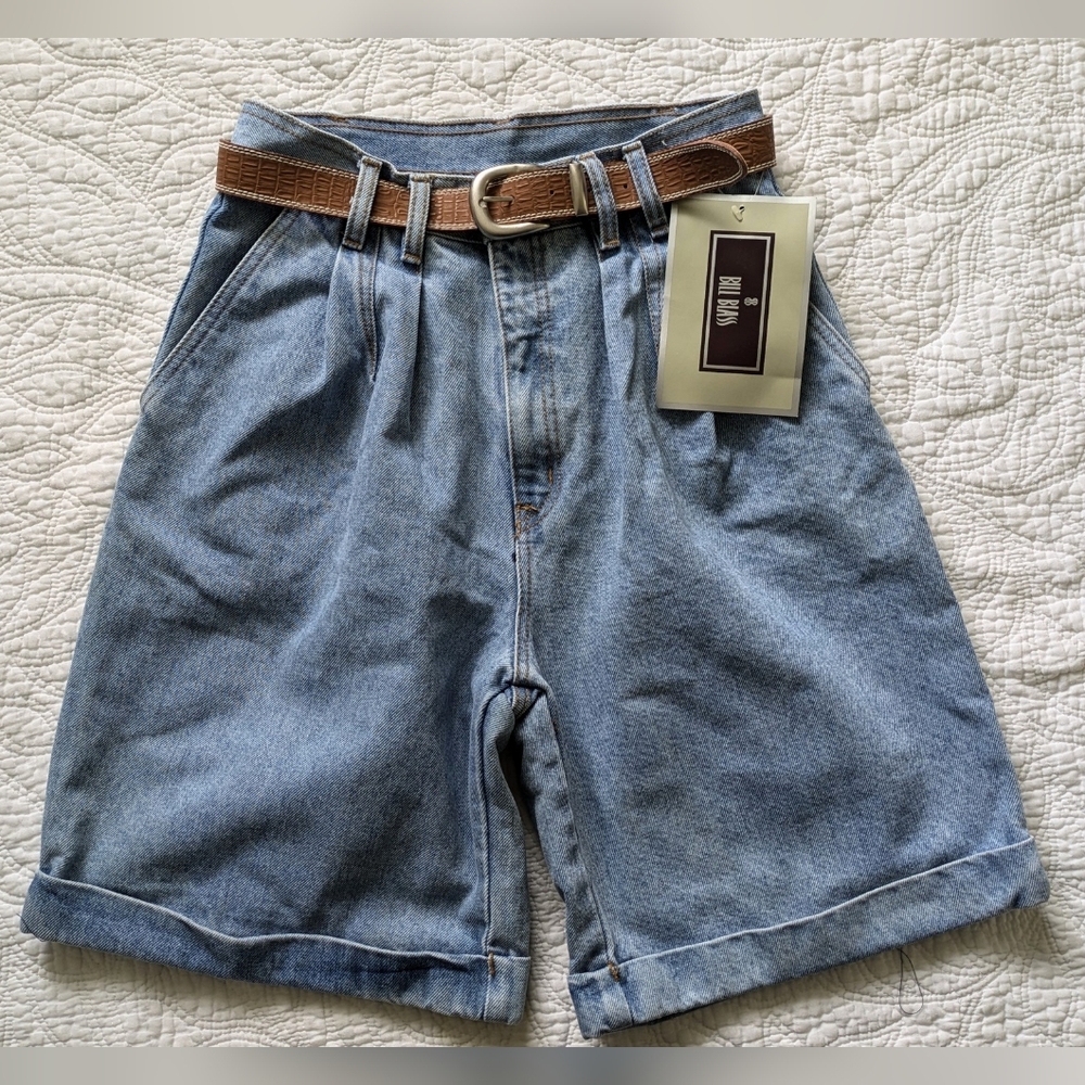 NWT Vintage 90s Bill Blass High Rise Baggy Denim Shorts